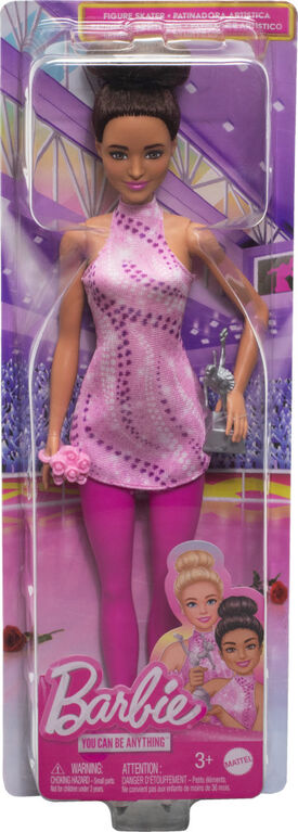 Barbie Careers Figure Skater Doll & Accessories, Brunette in Removable Skate Outfit with Trophy