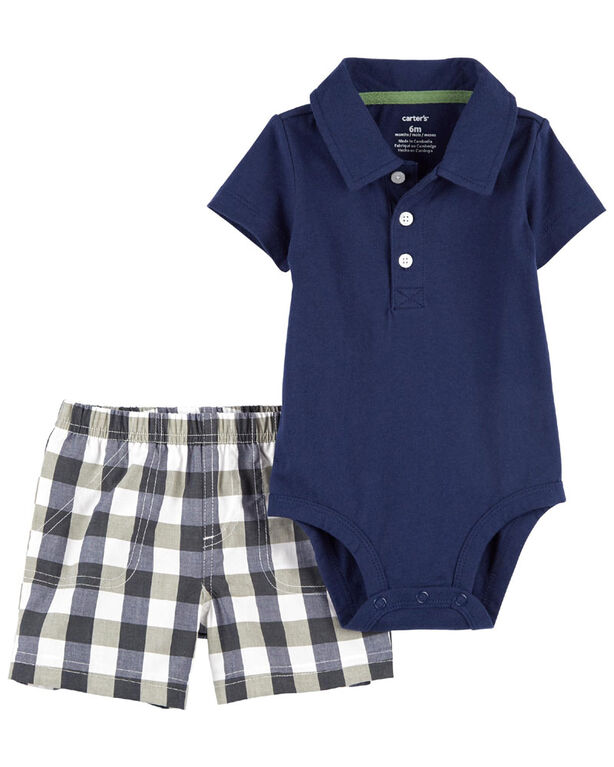 Ensemble 2 pièces cache-couche polo et short Carter’s 18M