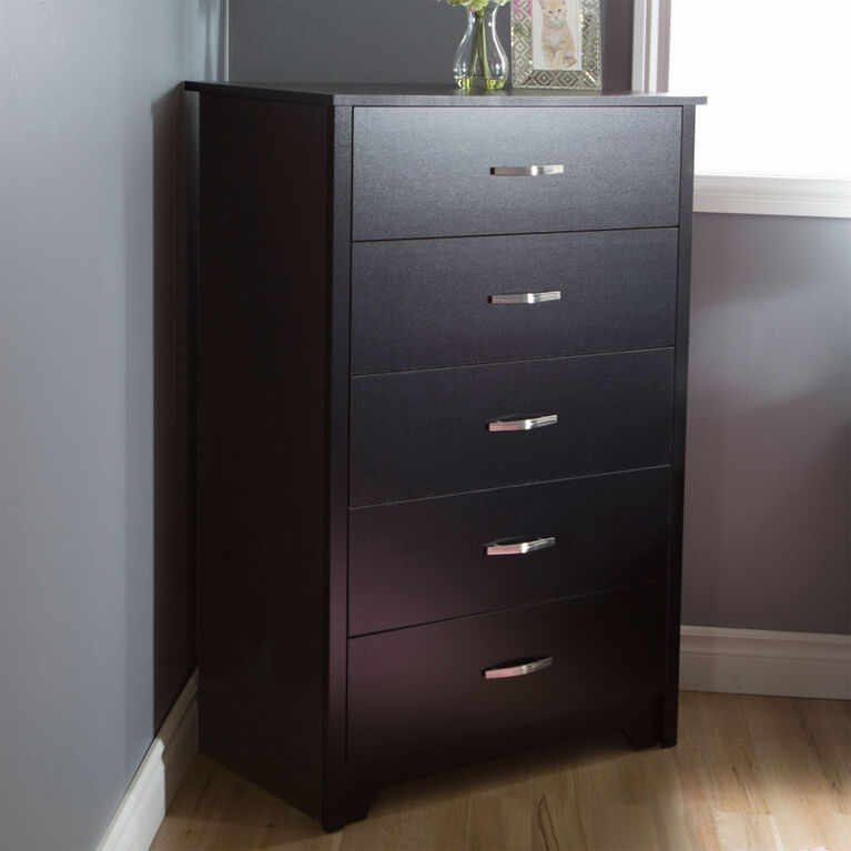 Fusion 5-Drawer Chest- Pure Black