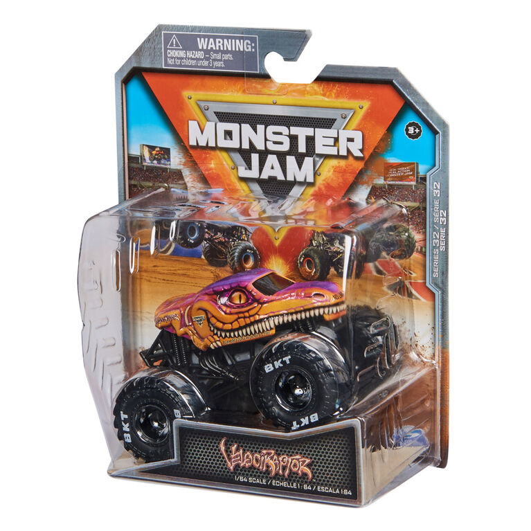Monster Jam, Official Velociraptor Monster Truck, Die-Cast Vehicle, 1:64 Scale