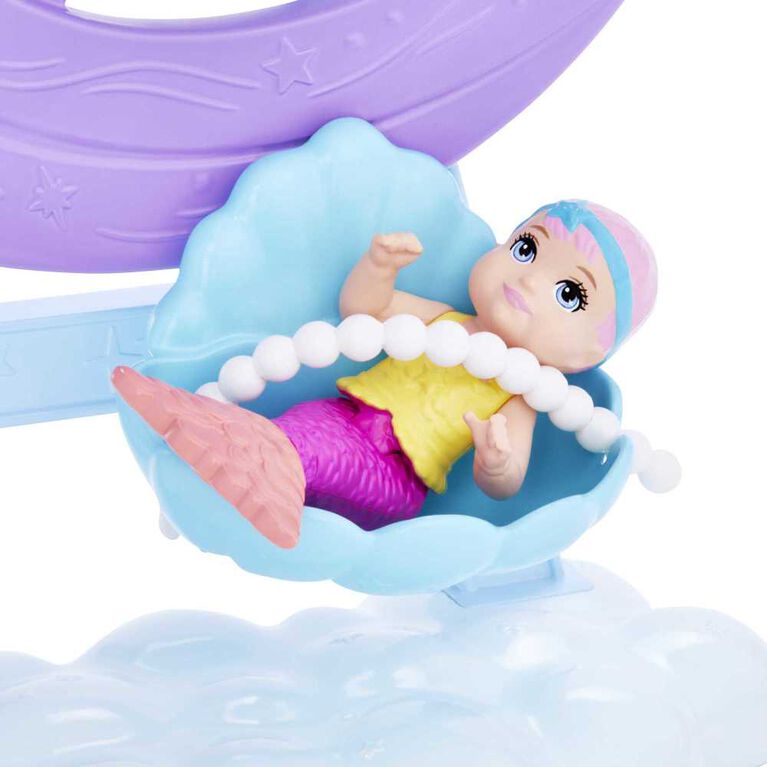 Poupée Barbie Sirène - Coffret Soins, bébés sirène, pieuvre et phoque