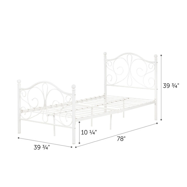Country Poetry Lit de métal plateforme complet Simple Blanc solide
