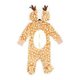 Baby Mode Hooded Flannel Fleece Pram: Tan Deer Newborn