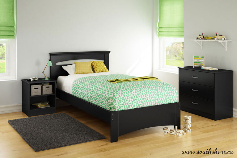 Libra Complete Bed with Headboard- Pure Black