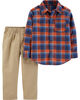 Carter's 2-Piece Plaid Button-Front Shirt & Khaki Pant Set - Red/Khaki, 18 Months