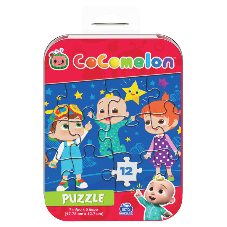 CoComelon, 12-Piece Jigsaw Puzzle JJ & Friends Animals Educational Musical Netflix YouTube Show in Tin Box Package