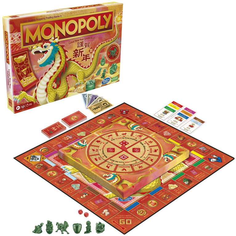 Monopoly Lunar New Year Celebration Edition Board Game, Year of the Dragon, Family Games for 2-6 Players, About 40 Mins.