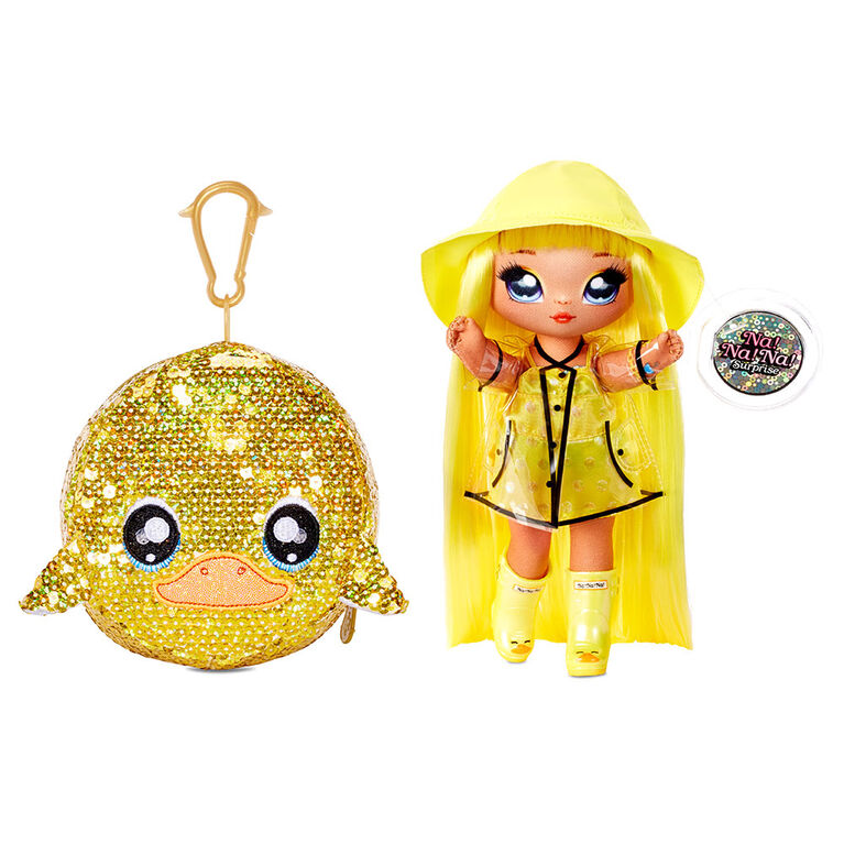 Na! Na! Na! Surprise 2-in-1 Fashion Doll and Sparkly Sequined Purse Sparkle Series - Daria Duckie, 7.5" Raincoat Doll