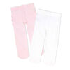 Baby Mode Signature 2 Pack Tights: Pink & White