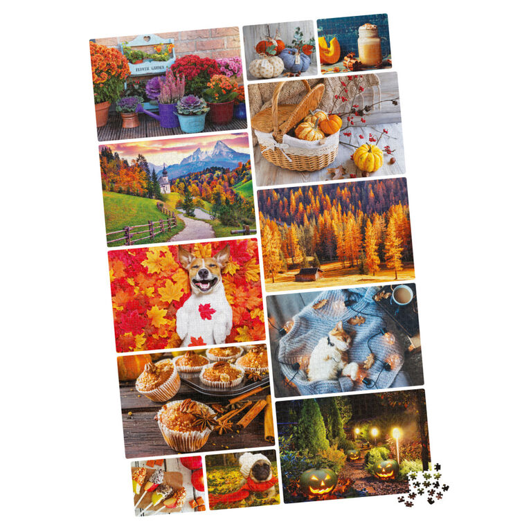 12 Jigsaw Puzzle Bundle, Fall Autumn Leaves Outdoor Landscape, 500, 300, 150 Pieces