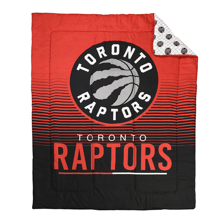 NBA Toronto Raptors 4 Piece Twin Bedding Set with Reversible Comforter, Fitted Sheet, Flat Sheet and Pillowcase by Nemcor
