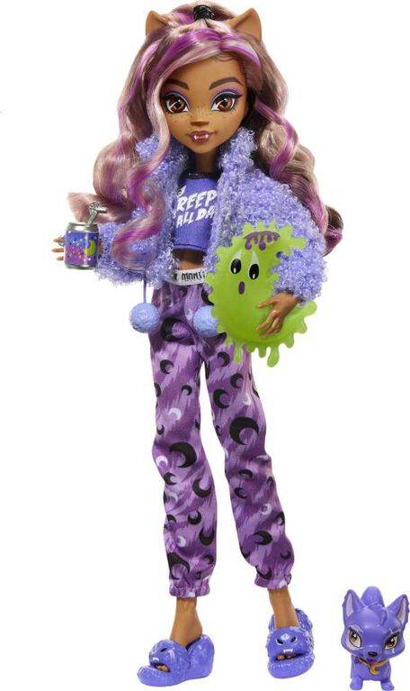 Monster High Soirée Cris-jama Clawdeen Wolf, poupée et accessoires