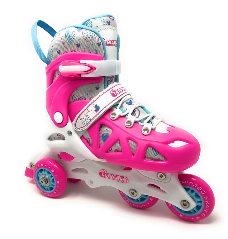 Chicago Skates Adjustable Pink Rollerblade Combo Set Size - 1-4