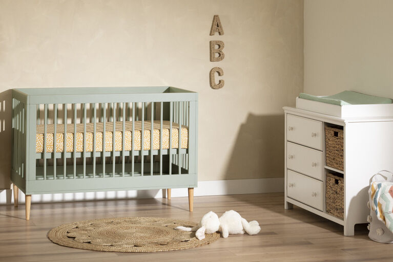 Balka Lit de bébé avec hauteur ajustable Vert sauge