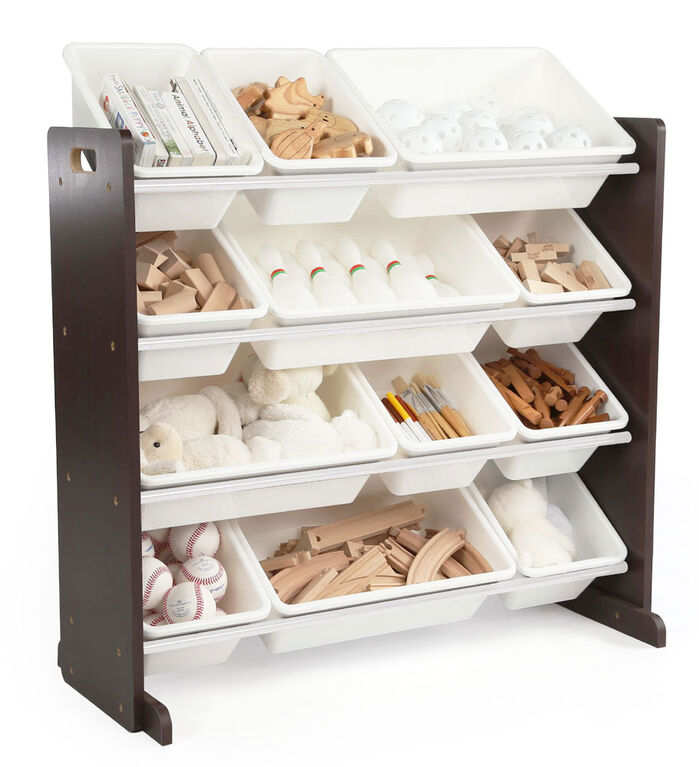 Toy Organizer with 12 Bins, Espresso