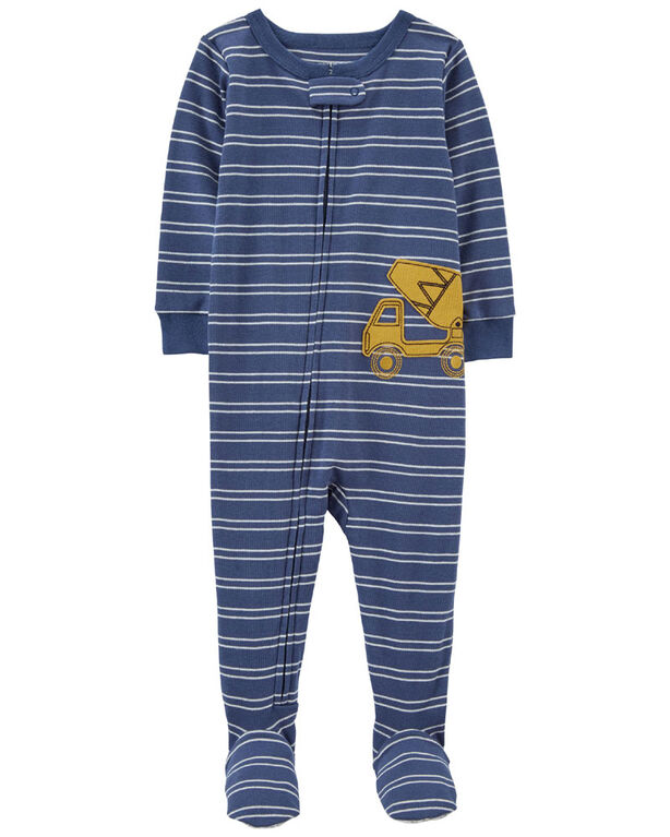 Pyjama 1 pièce à pieds en coton ajusté à imprimé de camion bleu Carter’s 12M