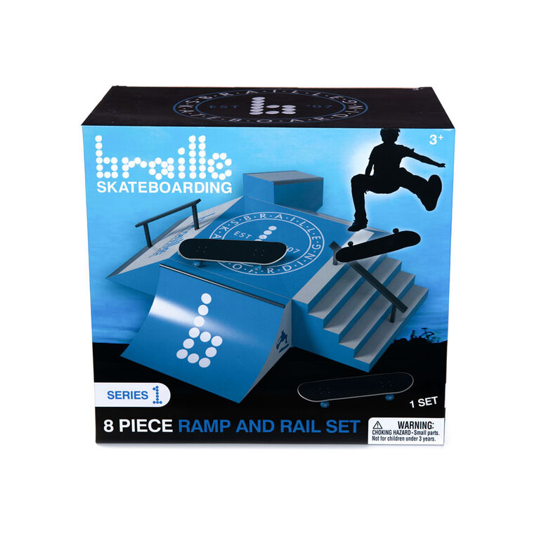 Braille Skateboarding Skate Ramp and Rail Playset - English Edition