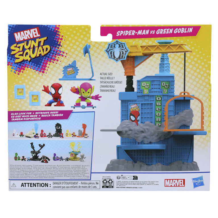 Marvel Stunt Squad Crane Smash Playset with Spider-Man and Green Goblin 1.5" Action Figures
