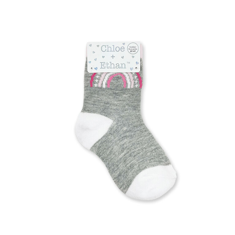 Chloe + Ethan - Toddler Socks, Grey Rainbows