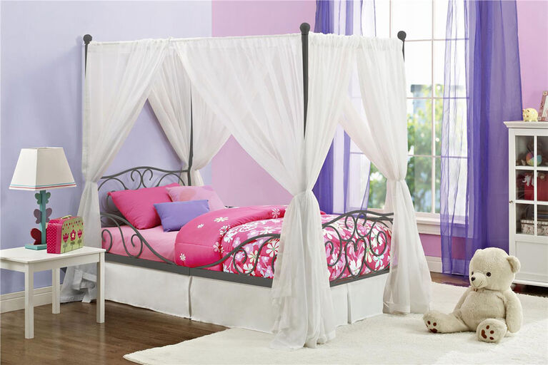DHP - Canopy Twin Metal Bed, Silver