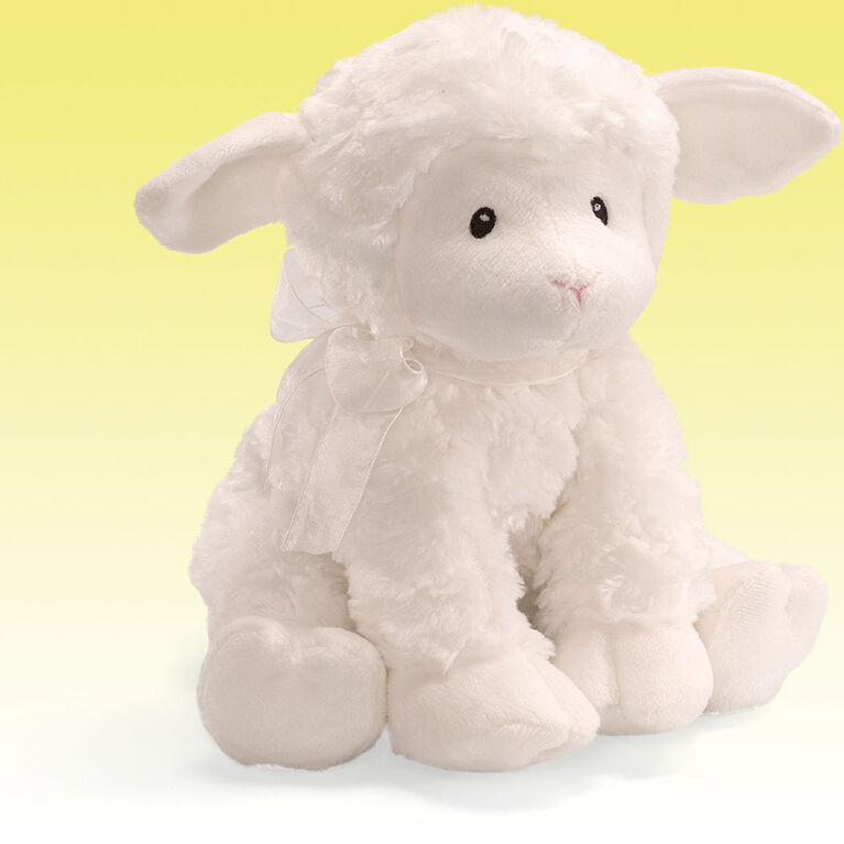 Baby GUND, Peluche musicale Lena Lamb à remontage jouant la Berceuse de Brahms, blanc, 25,4 cm