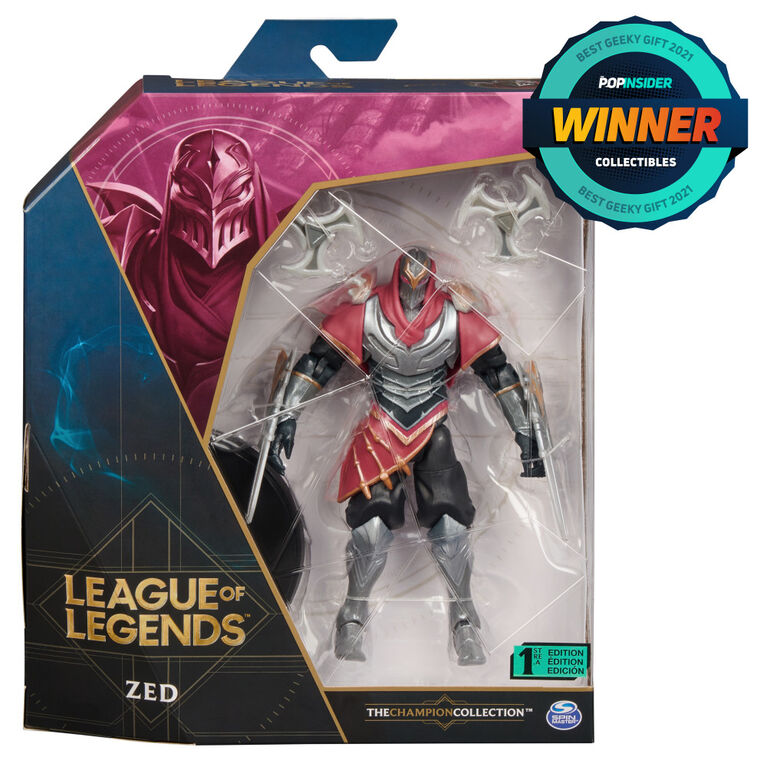 League of Legends, figurine à collectionner Zed de 15,2 cm avec détails de  qualité supérieure et 2 accessoires, collection Champion, qualité  collectionneur