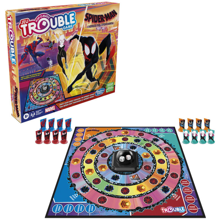 Trouble: Spider-Man Across the Spider-Verse Part One Edition Game for Marvel Fans, 2-4 Players, Rotating Gameboard