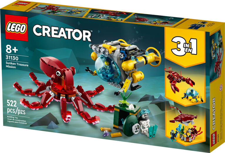 LEGO Conjunto de brinquedos de construção 3 em 1 Sunken Treasure Missi