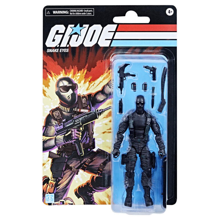 G.I. Joe Classified Series Snake Eyes 6" Action Figure Collectible Toy with Multiple Accessories, Classic Package Art