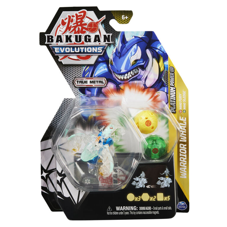 Bakugan Evolutions, Warrior Whale with Nano Fury and Sledge Platinum Power Up Pack