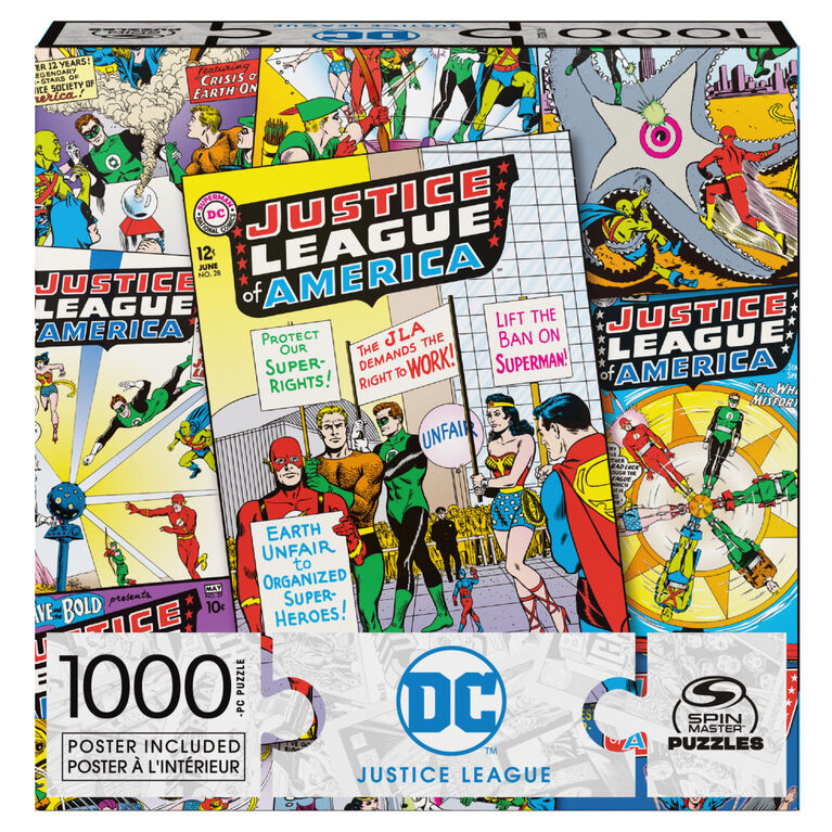DC Comics, Justice League 1000-Piece Jigsaw Puzzle Wonder Woman Superman Comic Book Artwork with Poster Included