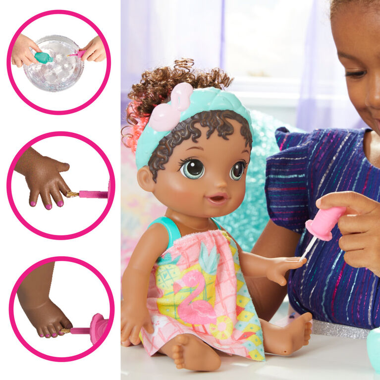 Baby Alive poupée Bébé beauté 31,5 cm à baigner, thème flamant rose