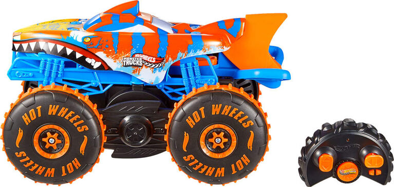 Hot Wheels Monster Trucks-V&eacute;hicule Tiger Shark Escaladeur-&agrave; piles