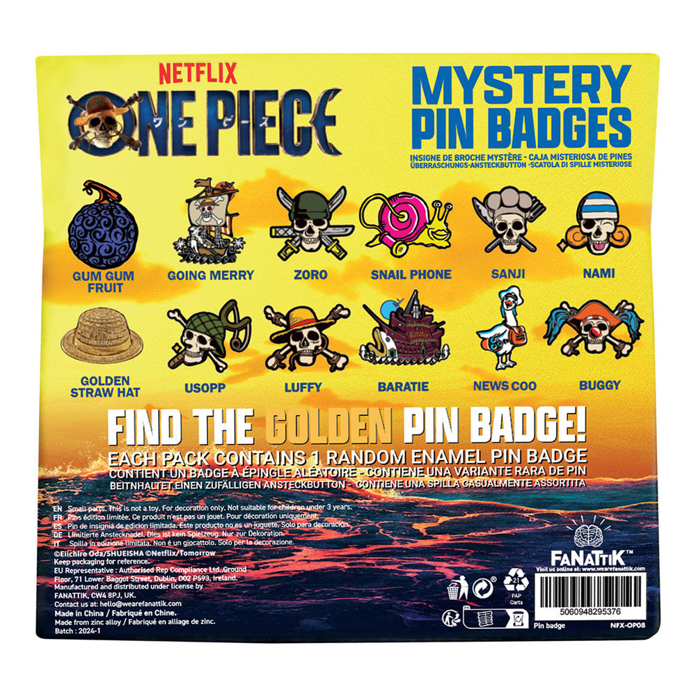 One Piece Mystery Pin Badge CDU Containing 12 Blind Boxes