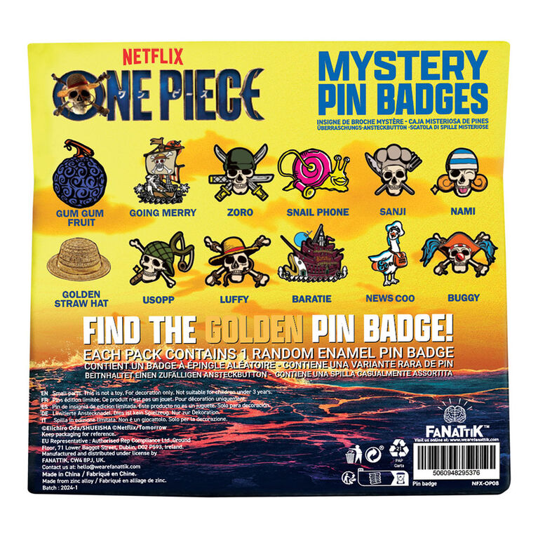 One Piece Mystery Pin Badge CDU Containing 12 Blind Boxes
