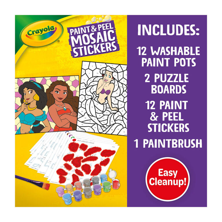 Trousse d'autocollants mosaïques Paint & Peel de Crayola, Princesses Disney