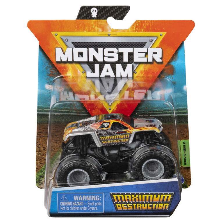 Monster Jam, Official Maximum Destruction Monster Truck, Die-Cast Vehicle, Retro Rebels Series, 1:64 Scale