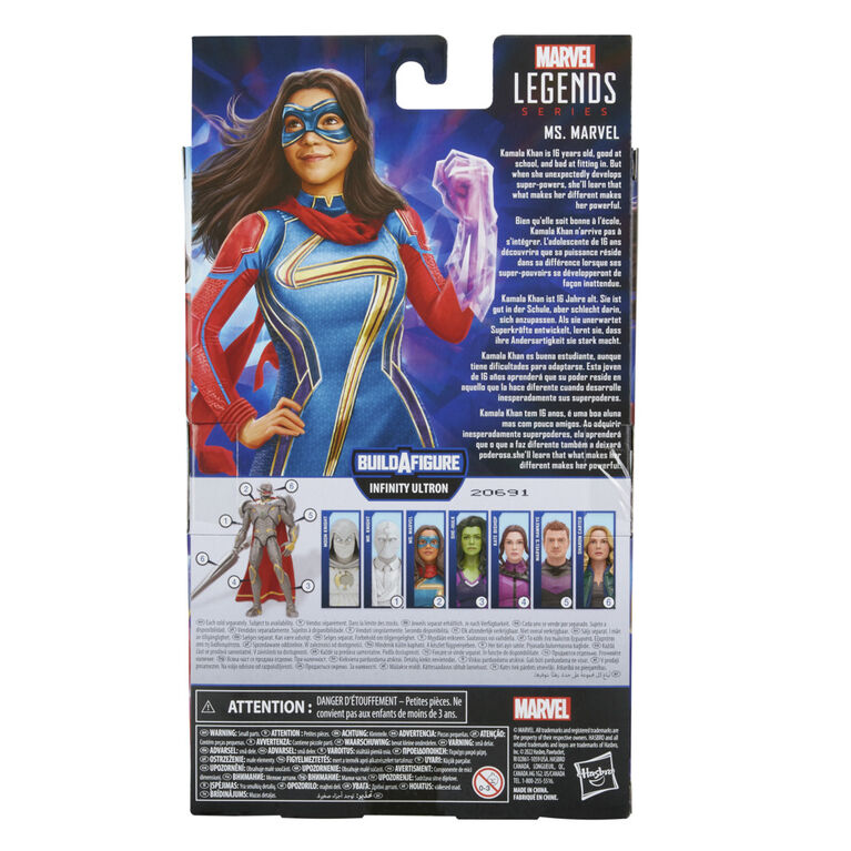 Marvel Legends Series Disney Plus Ms. Marvel MCU Series Action Figure 6-inch Collectible Toy, includes 3 Accessories and 1 Build-A-Figure Part