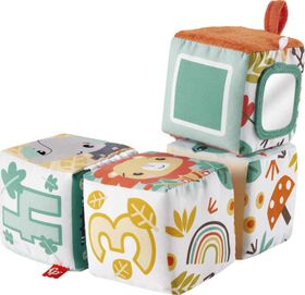 Fisher-Price Tethered Soft Blocks Newborn Toy with Sensory Activities, Fun-to-Flip