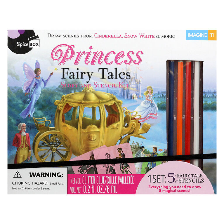 SpiceBox Trousses d'art pour enfants, Imagine, pochoirs décoratifs histoires de princesses, Tranche d'âge - Édition anglaise