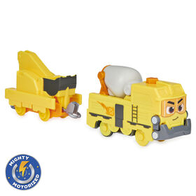 Mighty Express, Train motorisé Brock le bâtisseur avec outil qui fonctionne vraiment et wagon de cargaison, jouets pour enfants à partir de 3 ans