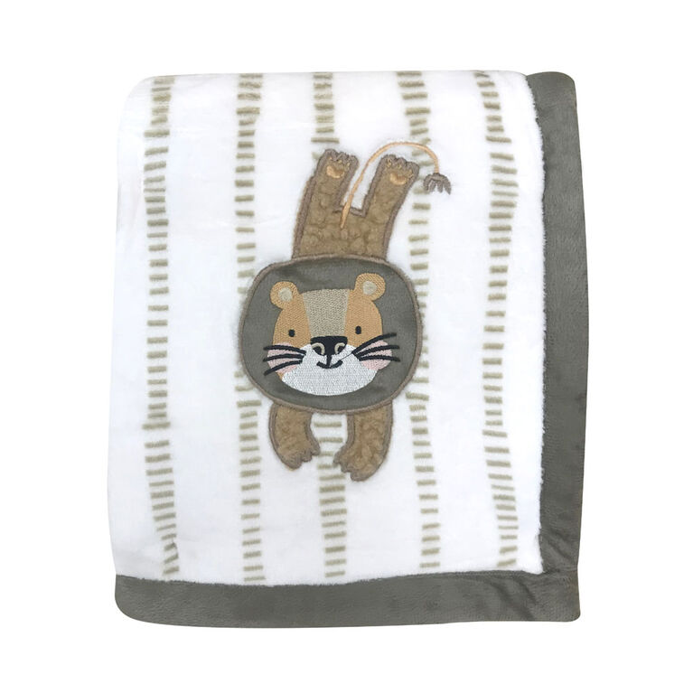 Koala Baby - Lion Taupe Sherpa Applique Blanket