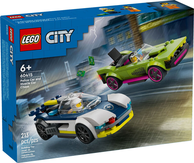 Ensemble LEGO City La poursuite entre la voiture de police et la voiture puissante 60415