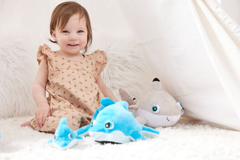 NightBuddies and BabyBuddies Set of 15" and 5" Plush Dolphin Turquoise Light-Up Eyes