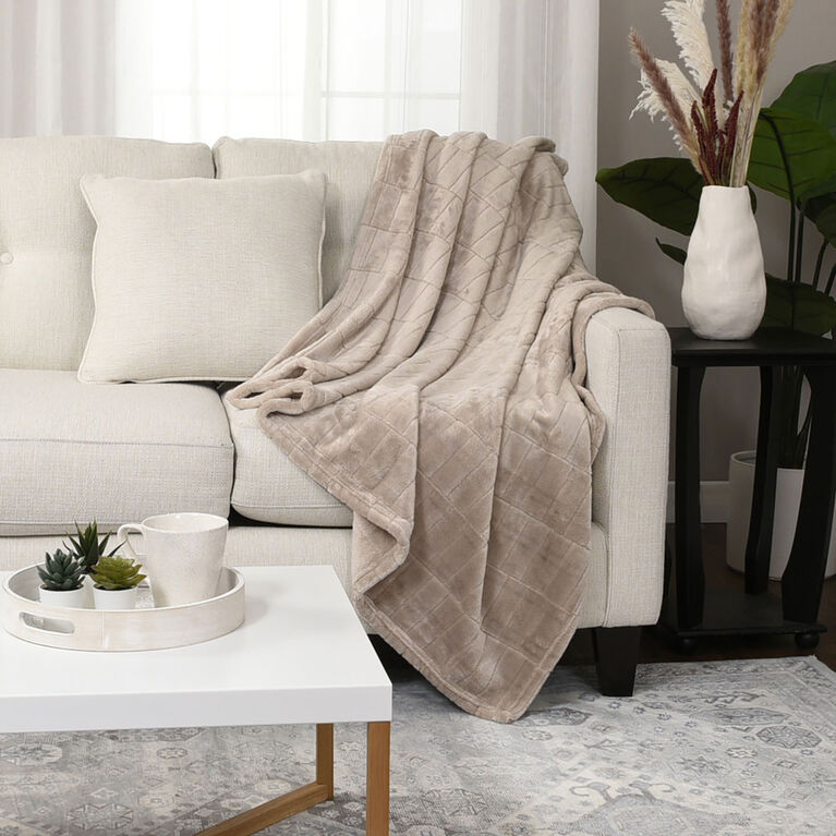 Couverture en jacquard de briques recycl&eacute;es, Taupe