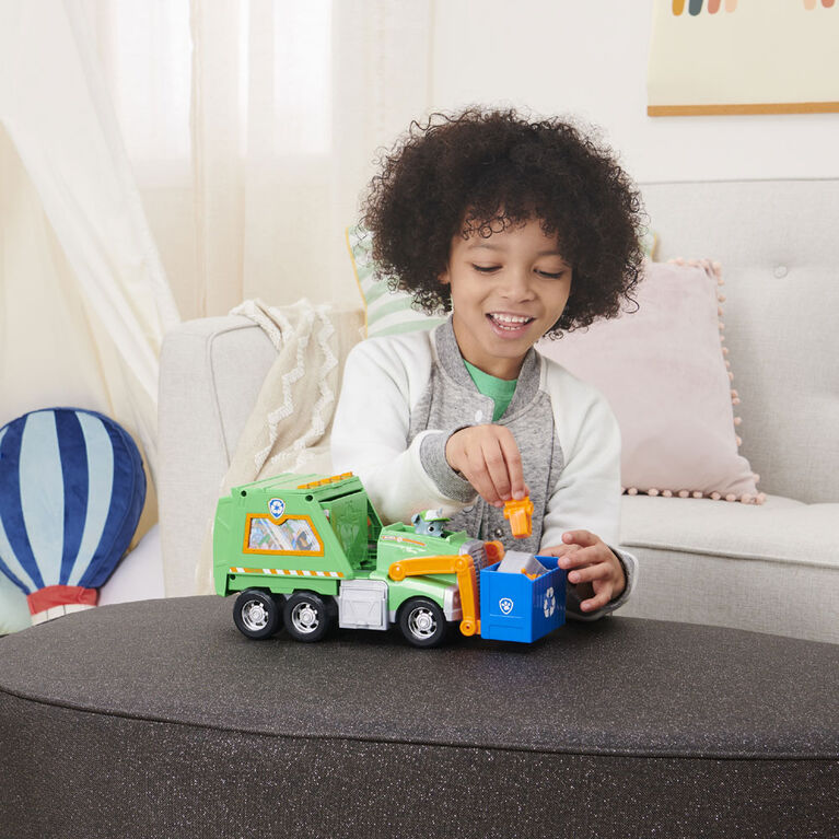 PAW Patrol, Reuse It Deluxe Truck de Rocky avec figurine à collectionner et 3 outils