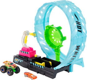 HotWheels - Monster Trucks - Coffret Phosphorescent D&eacute;fi Looping - Notre exclusivit&eacute;