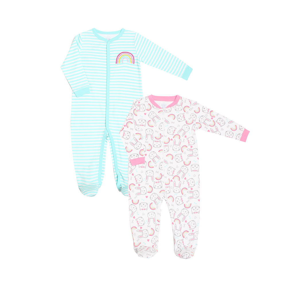 Koala Baby Girls 2 Pack Sleeper Rainbow Bunny Teal Pink 6 9 Months