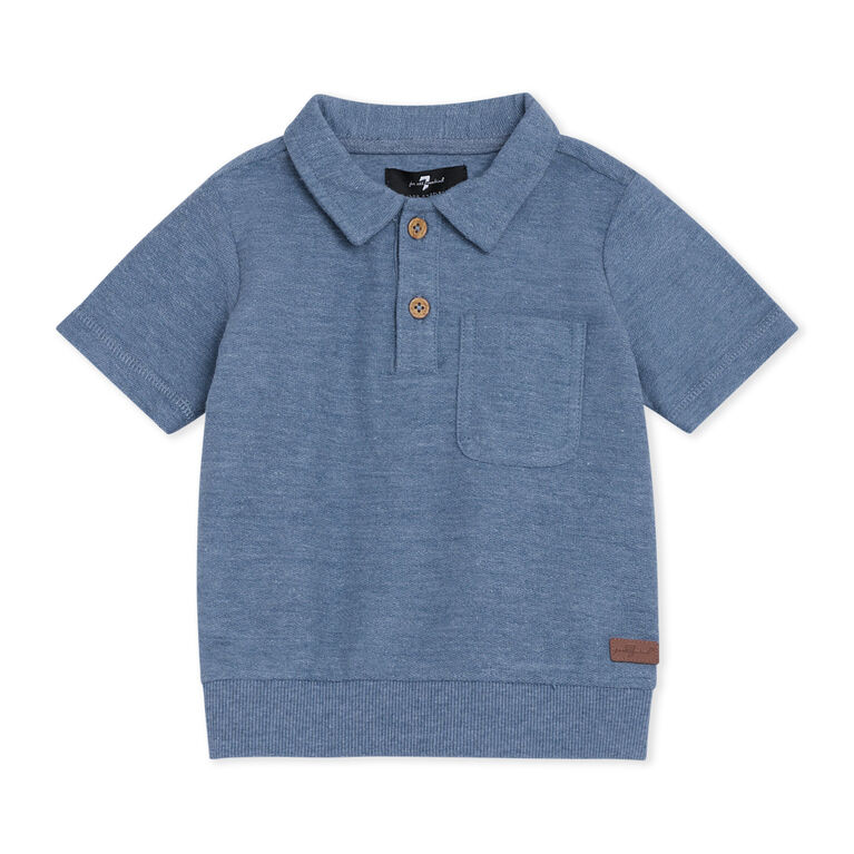 7 For All Mankind 2 Piece Knit Denim Short Set, Navy 18M