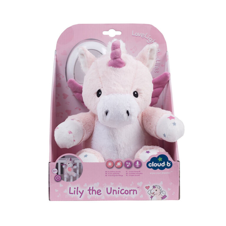 Cloud b Love Light Buddies Lily The Unicorn Multisensory Plush W/Light and Soothing Sounds